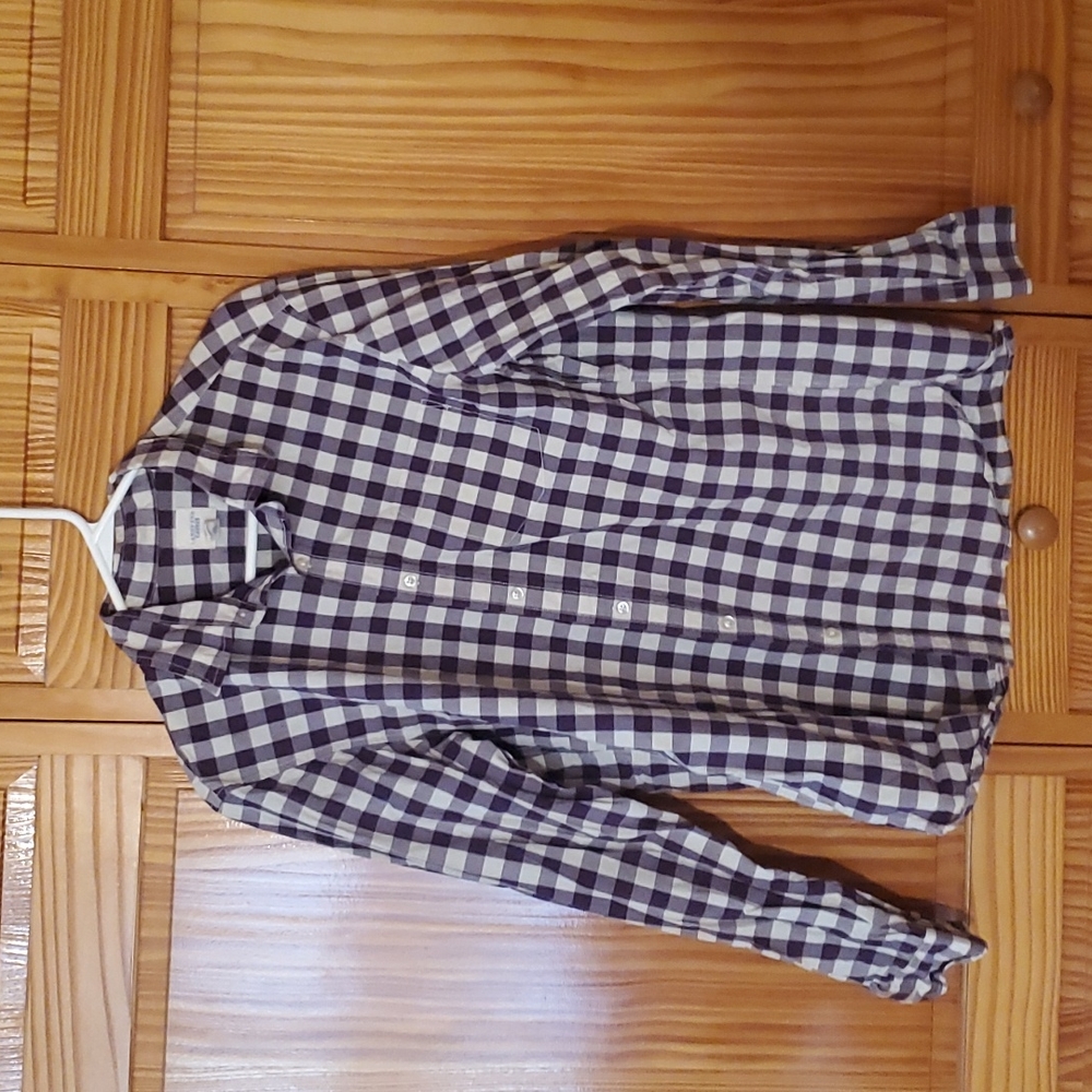 Lands End Plaid Button Up Mens Medium